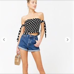 Forever 21 Tops - Black & white polka dot off the shoulder top Forever 21 Tops - Black & white polka dot off the shoulder top